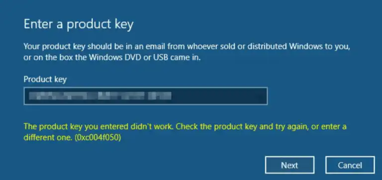 Activation error 0xc004f050 how to fix it?