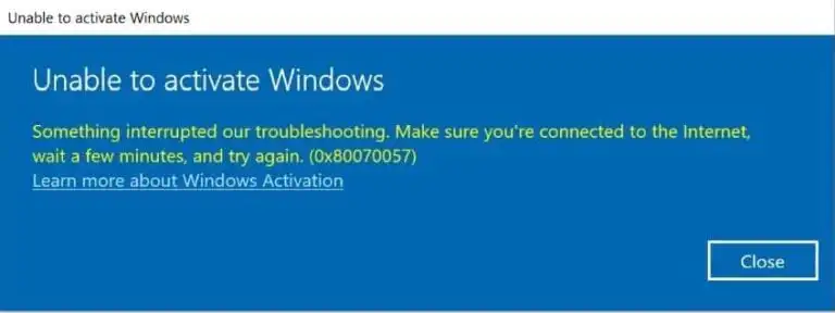 Activation error 0x80070057 – How to fix it?