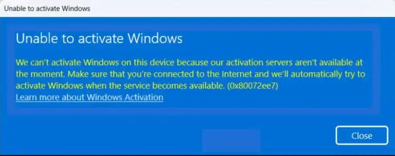 Activation error 0x80072ee7 – How to fix it?
