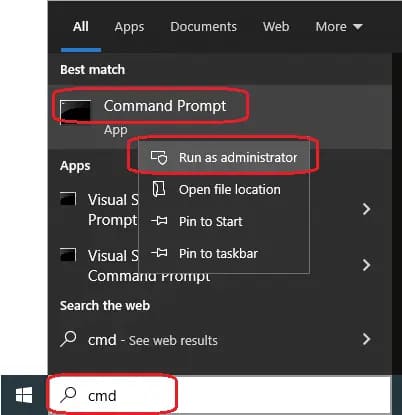 run cmd as administrator