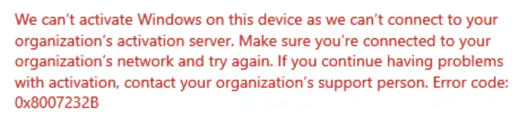 Windows Activation Error – 0x8007232B | How to fix?