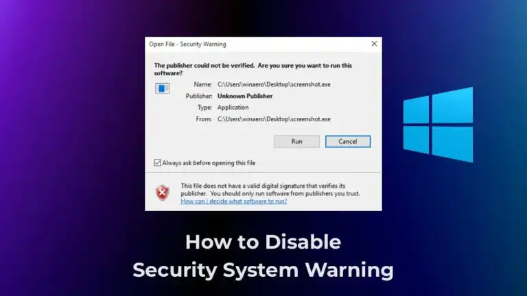 Disable Security System Warning – Instruction