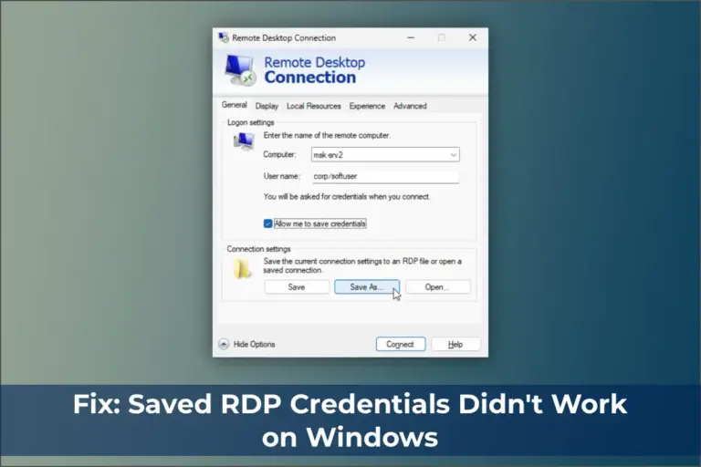 Fix: Saved RDP Credentials Didn’t Work on Windows