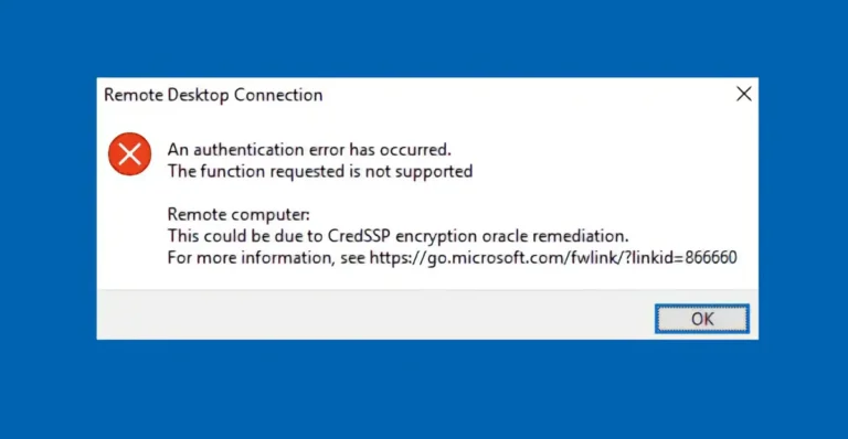 How to resolve RDP authentication error due to the CredSSP