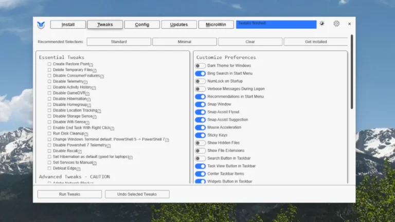 WinUtil – Configuration for Windows 11 and 10